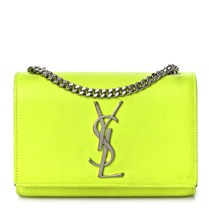 Saint Laurent Smooth Calfskin Small Monogram Kate Satchel Neon Yellow 1 of 16