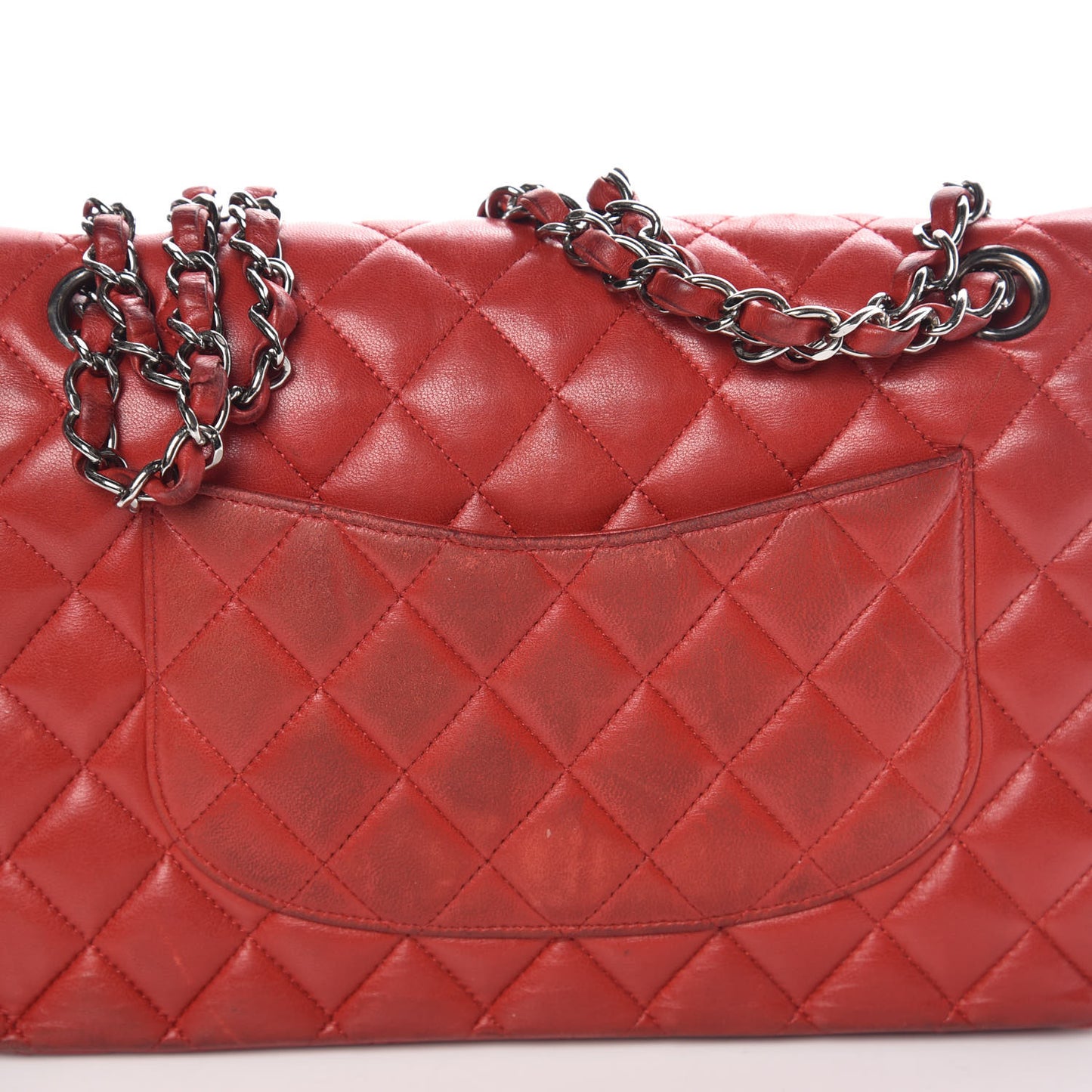 Lambskin Quilted Medium Double Flap Red