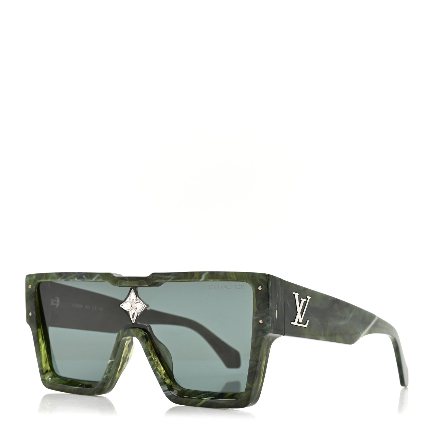 Louis Vuitton Acetate Marble Effect Swarovski Cyclone Sunglasses Z1552W Green 1 of 8