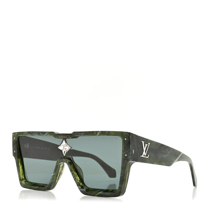 Louis Vuitton Acetate Marble Effect Swarovski Cyclone Sunglasses Z1552W Green 1 of 8