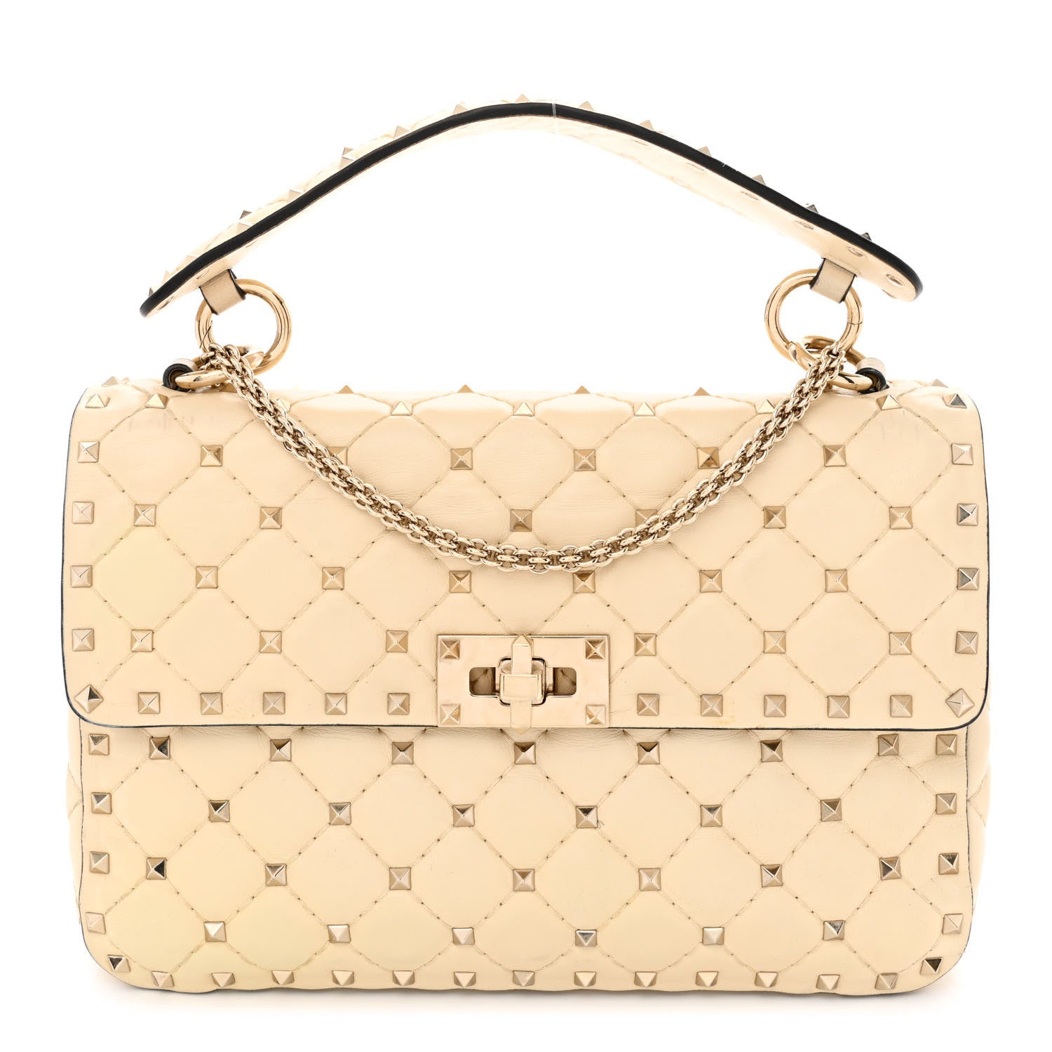 Valentino Garavani Nappa Medium Rockstud Spike Shoulder Bag Light Ivory 1 of 16