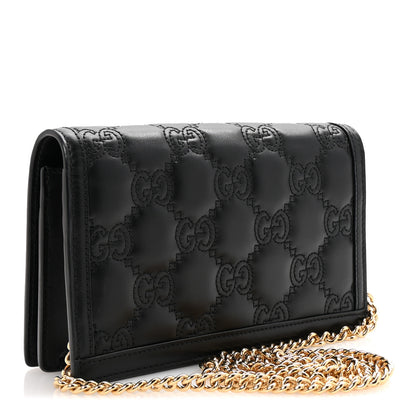 Gucci Calfskin GG Matelasse Chain Wallet Black 3 of 9