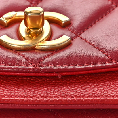 Chanel Calfskin Caviar Quilted Chain Handle Flap Red 10 of 11
