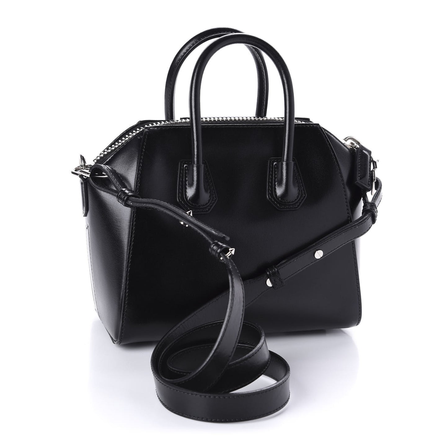 Shiny Lord Calfskin Mini Antigona Black
