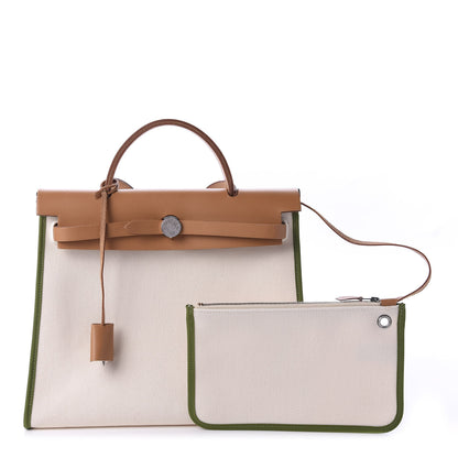 Hermes Toile Goeland Viking Vache Hunter Herbag Zip 31 PM Ecru Pelouse 1 of 12