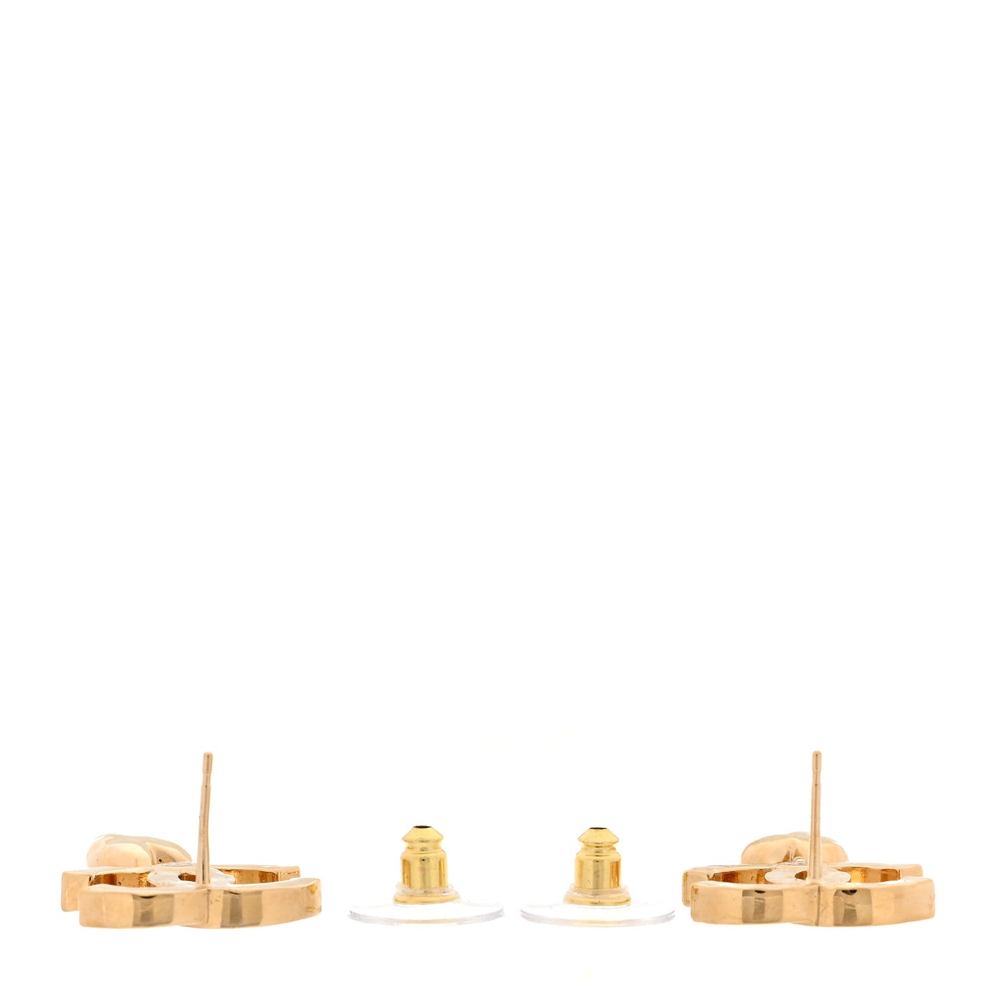 Metal Crystal CC Heart Drop Earrings Gold