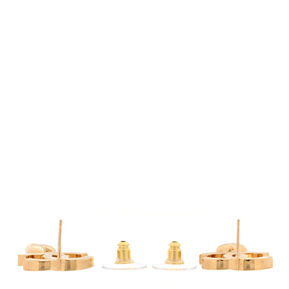 Chanel Metal Crystal CC Heart Drop Earrings Gold 2 of 5