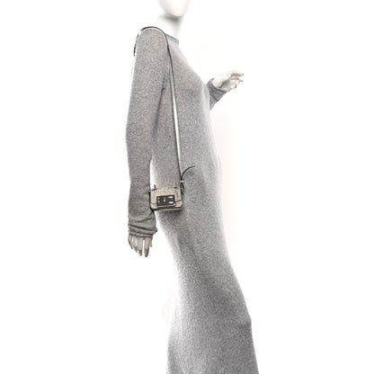Fendi Nubuck Crystal Catalan Mirror Nano Maxi Buckle Baguette Charm Pietra Argento 2 of 11