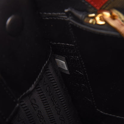 Prada Saffiano City Calfskin Greche Paradigme Bag Black Fuoco 9 of 10