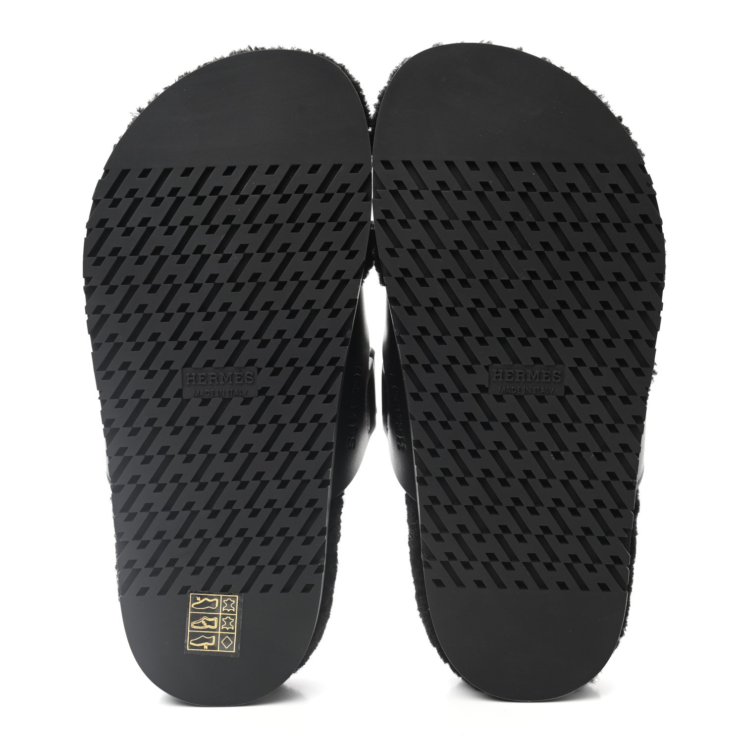 Hermes Calfskin Woolskin Womens Chypre Sandals 36.5 Black 5 of 9