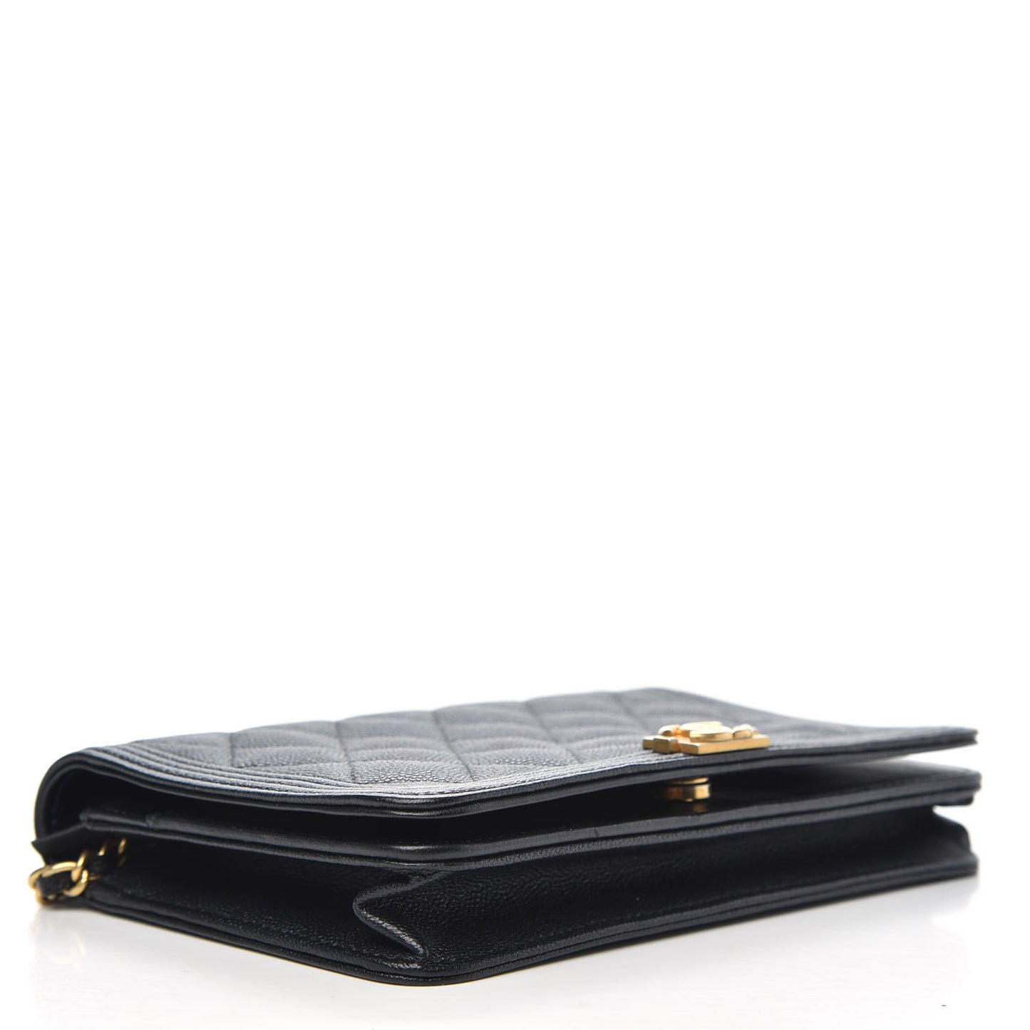 Caviar Quilted Boy Wallet On Chain WOC Black