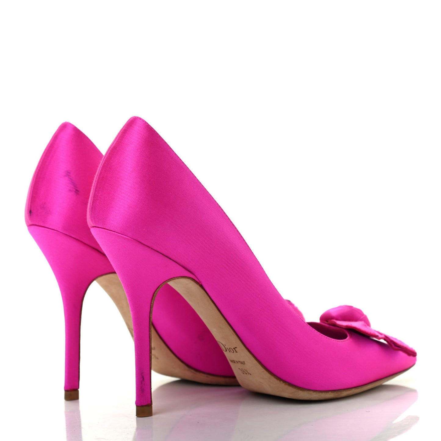 Satin Crystal Flower Pumps 36.5 Fuchsia