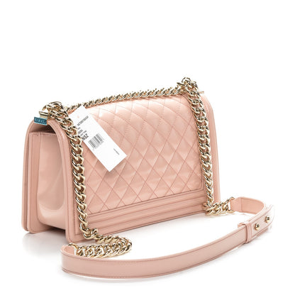 Chanel Iridescent Calfskin Quilted Medium Boy Flap Light Pink 3 of 7