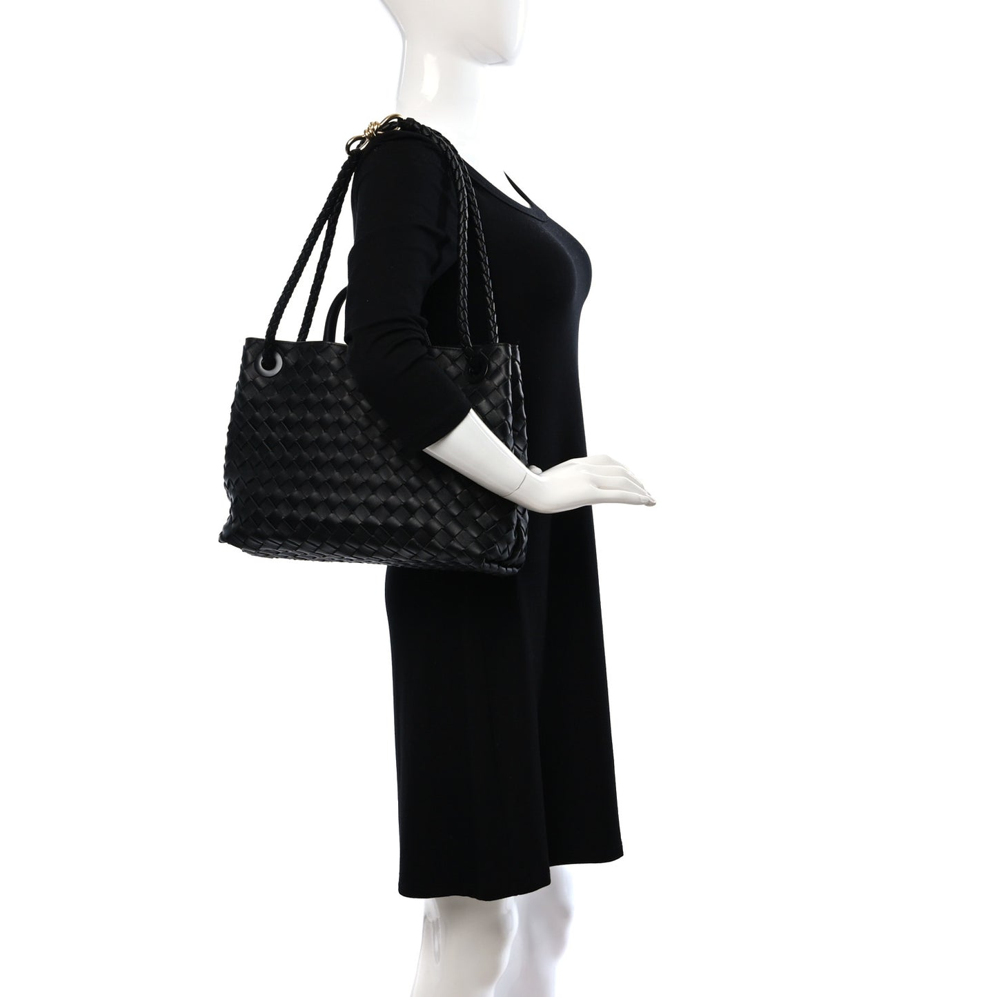 Nappa Intrecciato Medium Andiamo Shoulder Bag Black