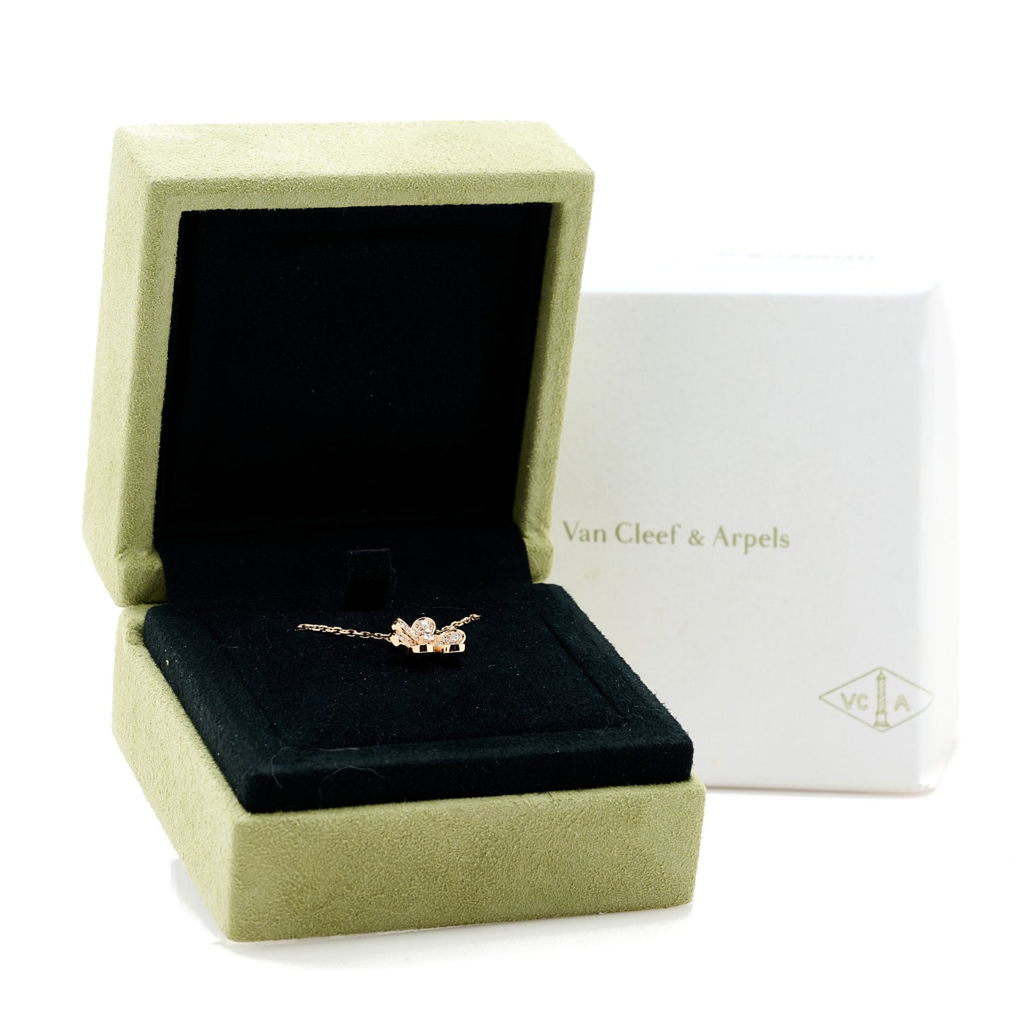 18K Rose Gold Diamond Mini Frivole Pendant Pave Necklace