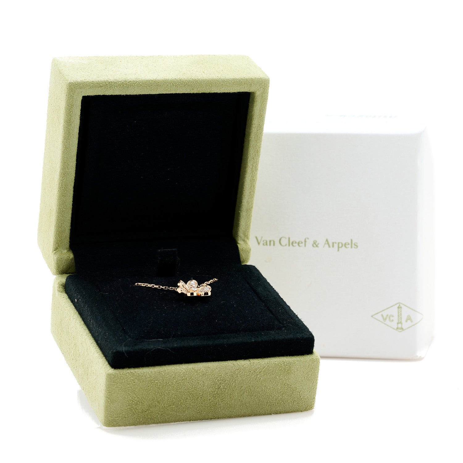 Van Cleef & Arpels 18K Rose Gold Diamond Mini Frivole Pendant Pave Necklace 6 of 6