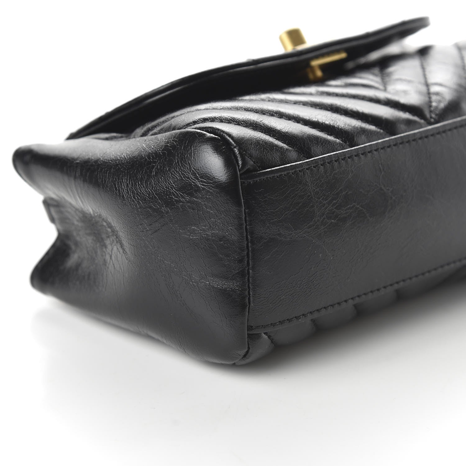Chanel Glazed Calfskin Chevron Quilted Small Hampton Flap Black 6 of 11