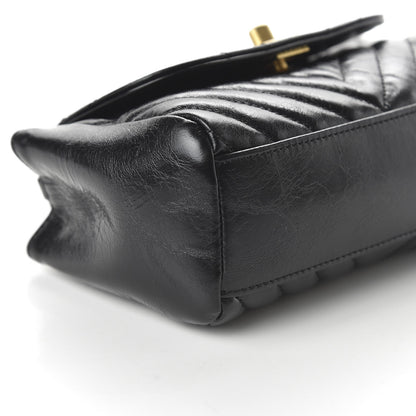 Chanel Glazed Calfskin Chevron Quilted Small Hampton Flap Black 6 of 11