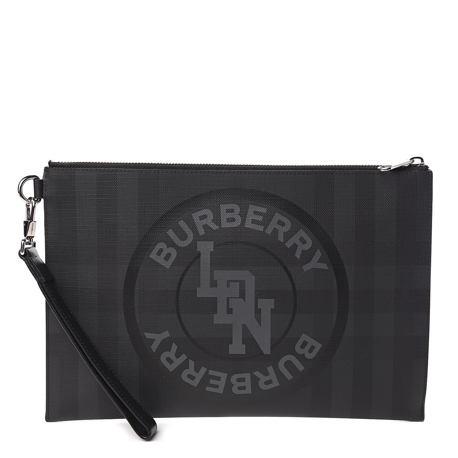 Burberry London Check Edin Zip Pouch Charcoal Grey 1 of 8