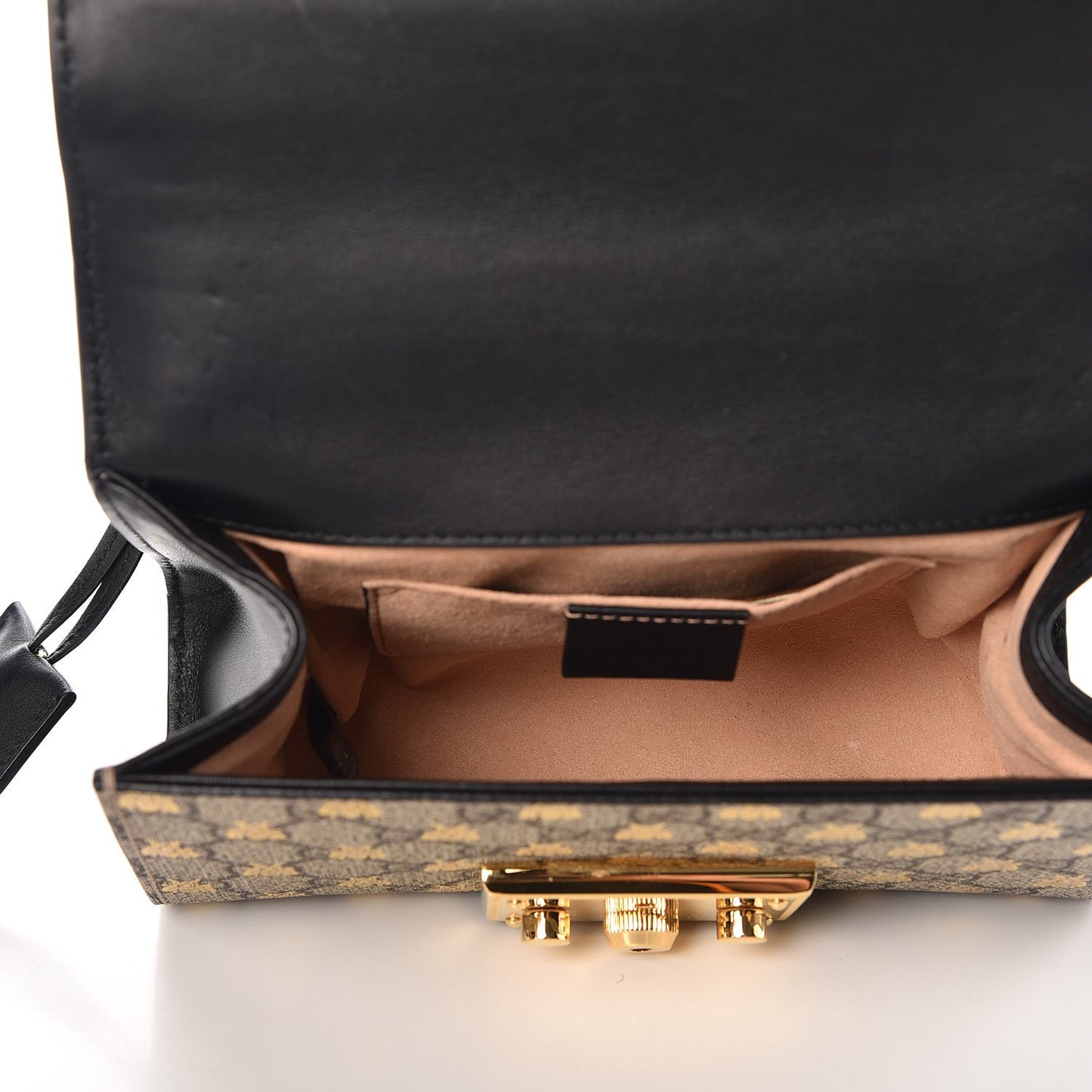 GG Supreme Monogram Bees Small Padlock Shoulder Bag Black