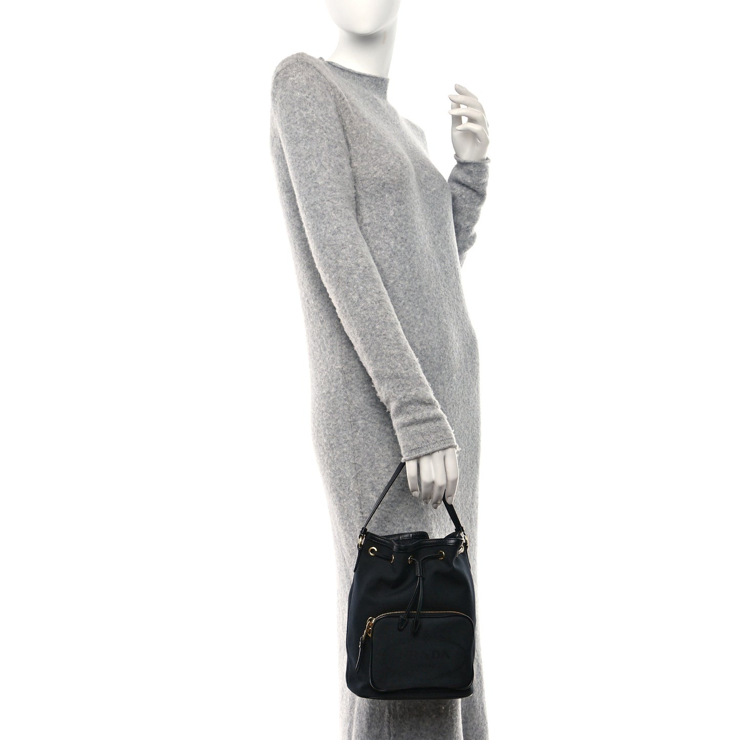 Jacquard Logo Mini Bucket Crossbody Bag Black