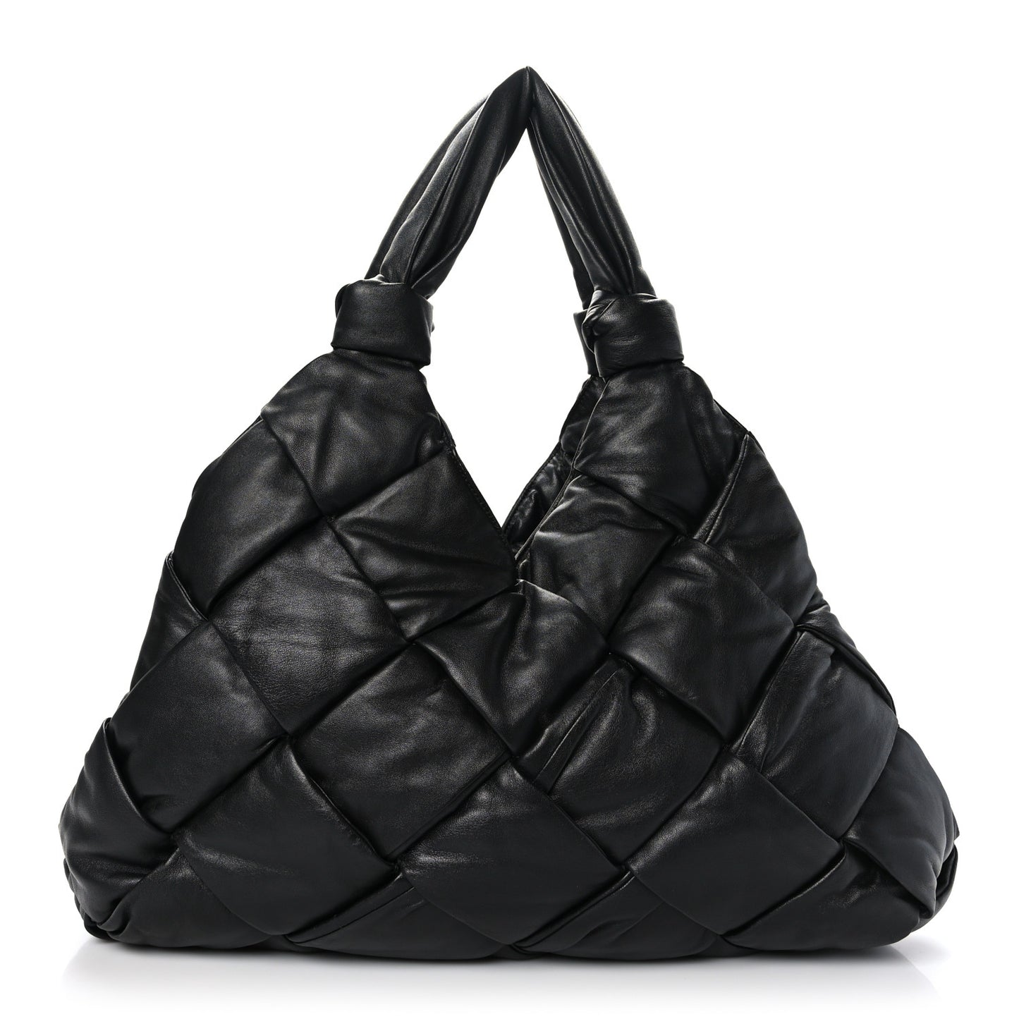Nappa Intrecciato Maxi Padded Lock Large Shoulder Bag Black
