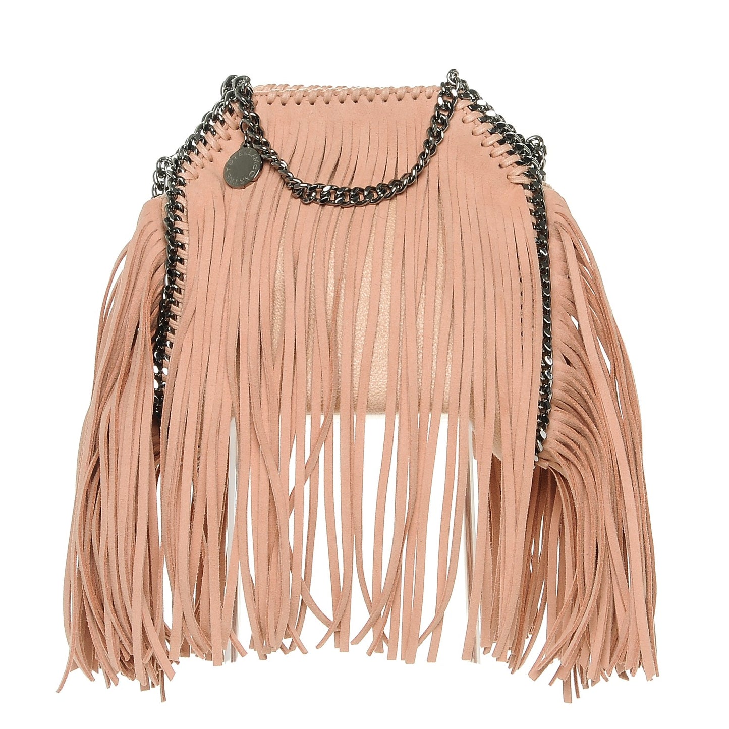 Shaggy Deer Fringe Tiny Falabella Tote Powder
