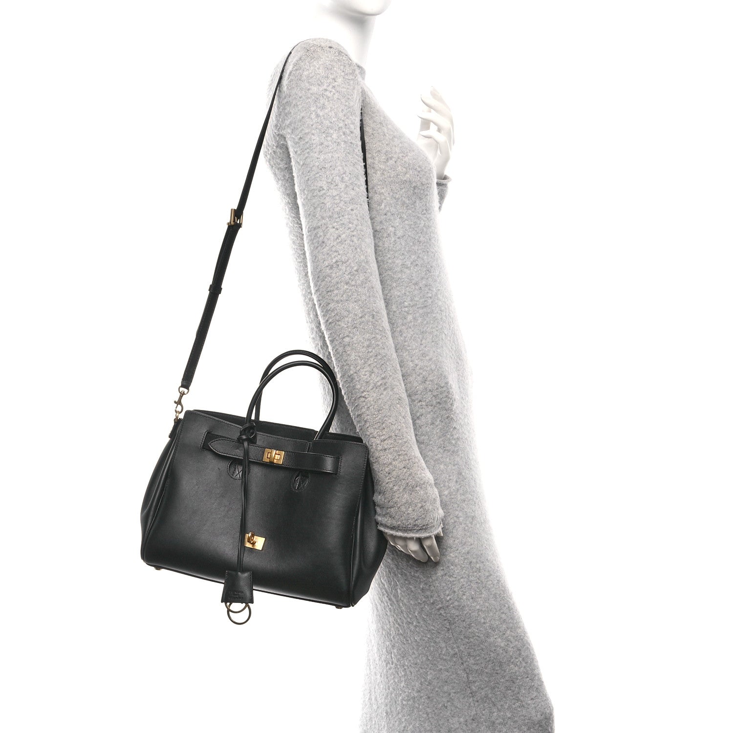 Balenciaga Smooth Calfskin Small Bel Air Carry All Bag Black 2 of 10