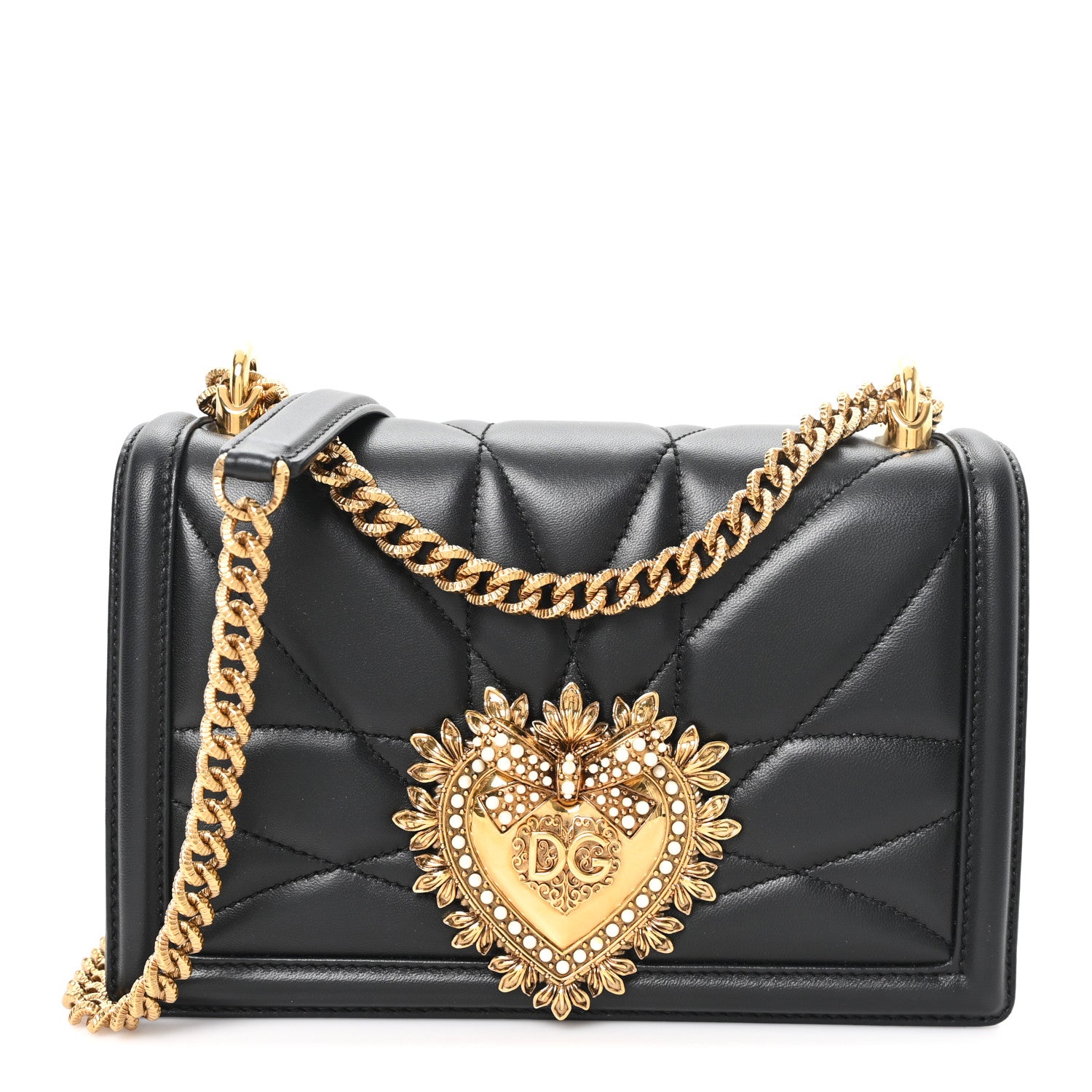 Dolce & Gabbana Calfskin Medium Devotion Crossbody Bag Black 1 of 10