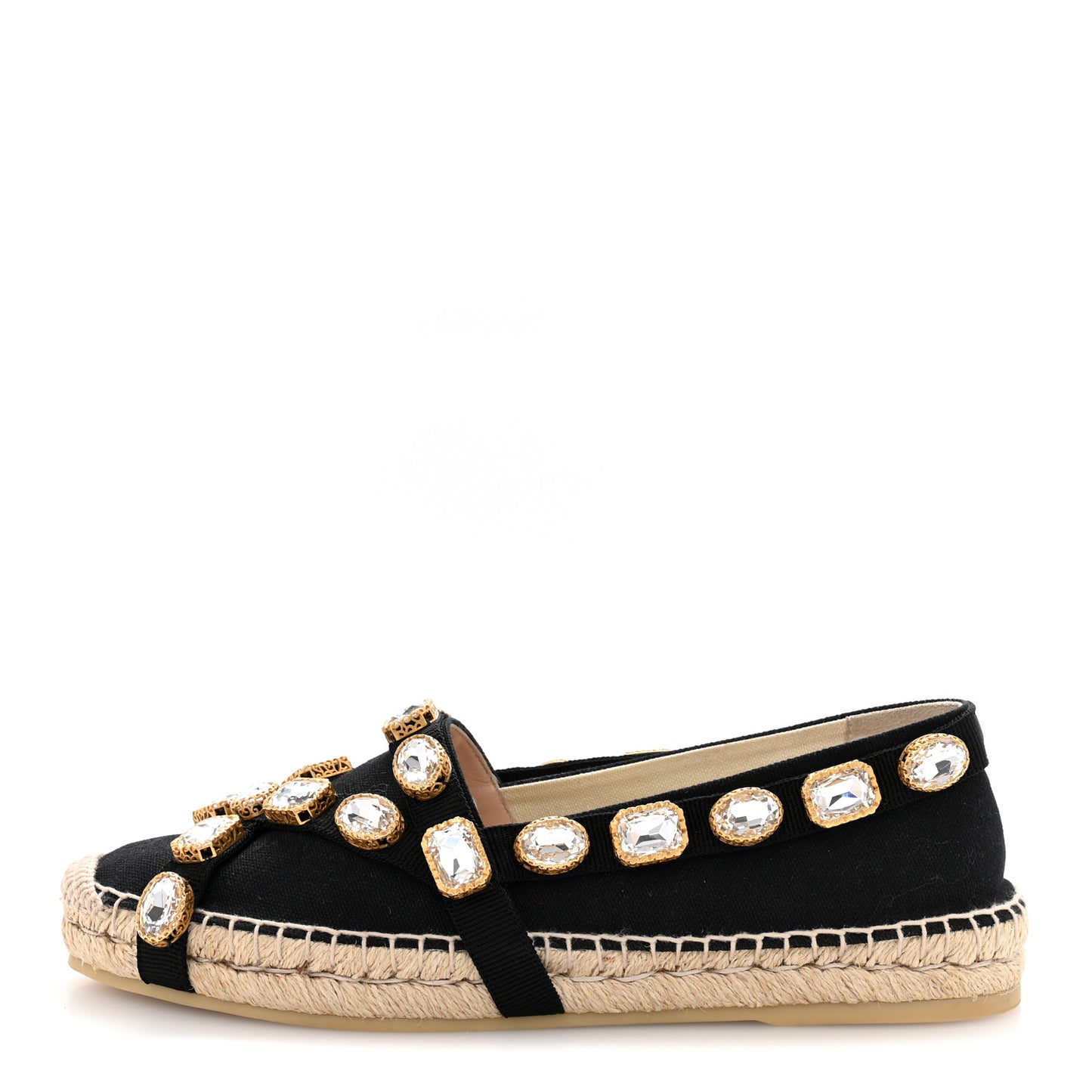 Canvas Crystal Embellished Espadrilles 39 Black