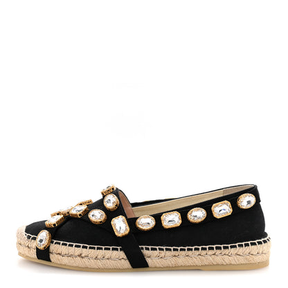 Gucci Canvas Crystal Embellished Espadrilles 39 Black 1 of 11