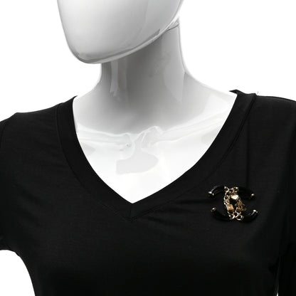 Chanel Resin Enamel Chain CC Charm Brooch Black Gold 2 of 4
