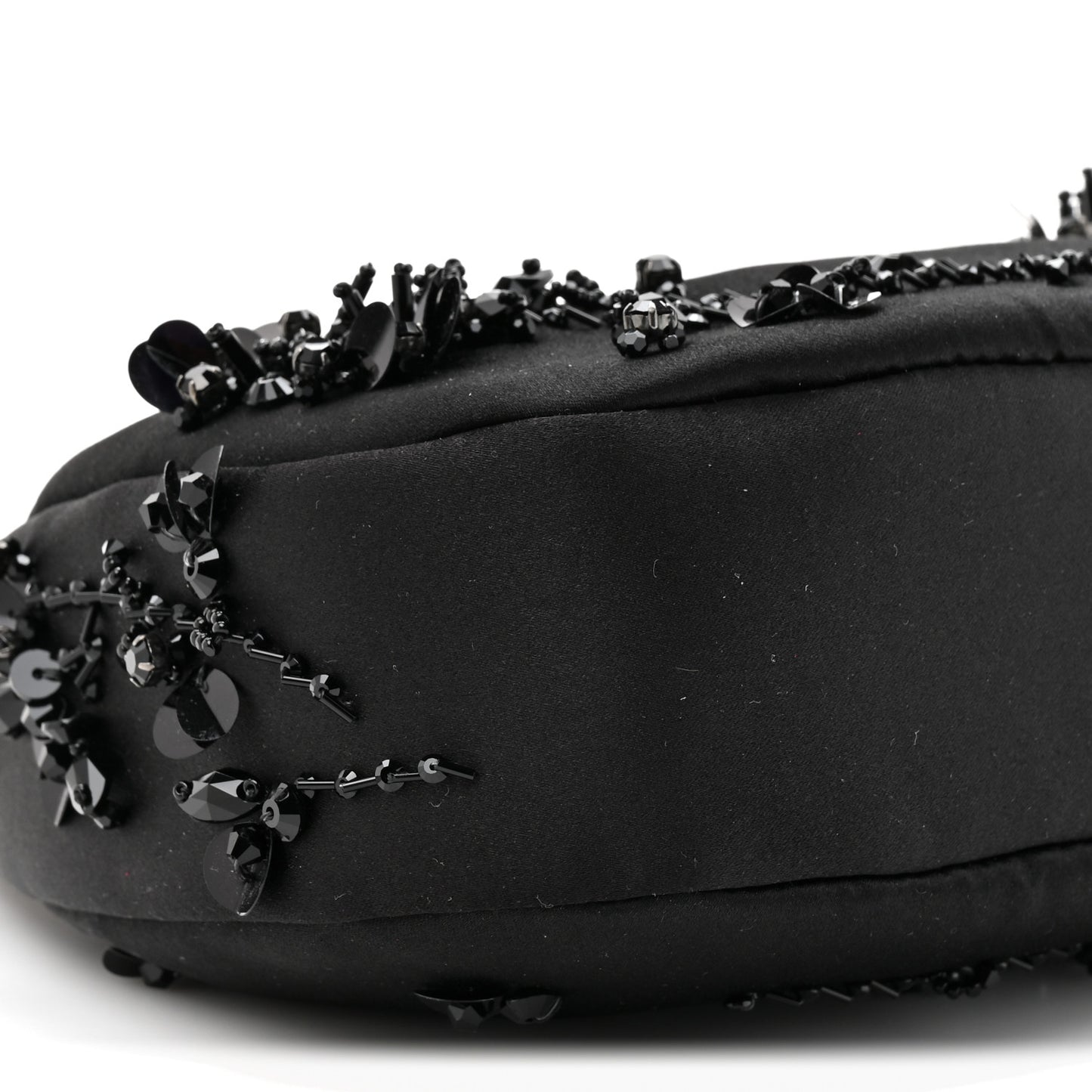 Silk Duchesse Embroidered Mini Wander Hobo Black