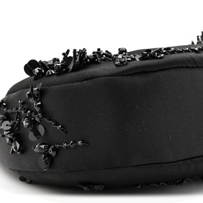 Miu Miu Silk Duchesse Embroidered Mini Wander Hobo Black 9 of 9