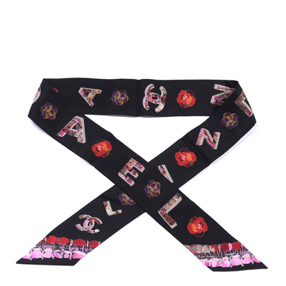 Chanel Silk Bandeau Scarf Black Multicolor 1 of 3