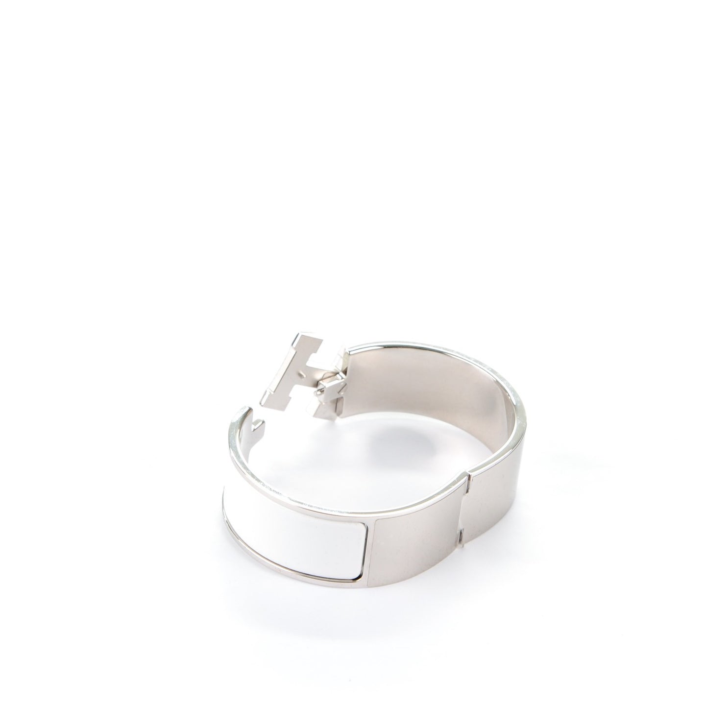 Enamel Wide Clic Clac H Bracelet GM White