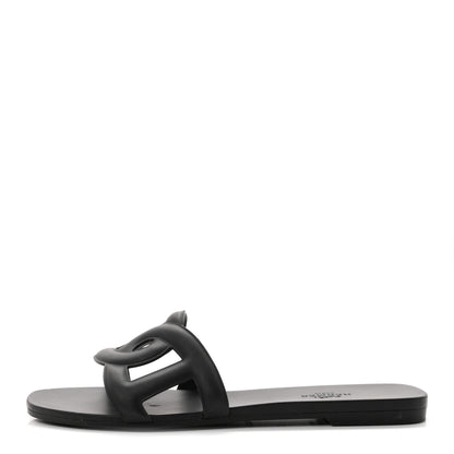 Hermes Rubber Aloha Sandals 37 Black 1 of 9