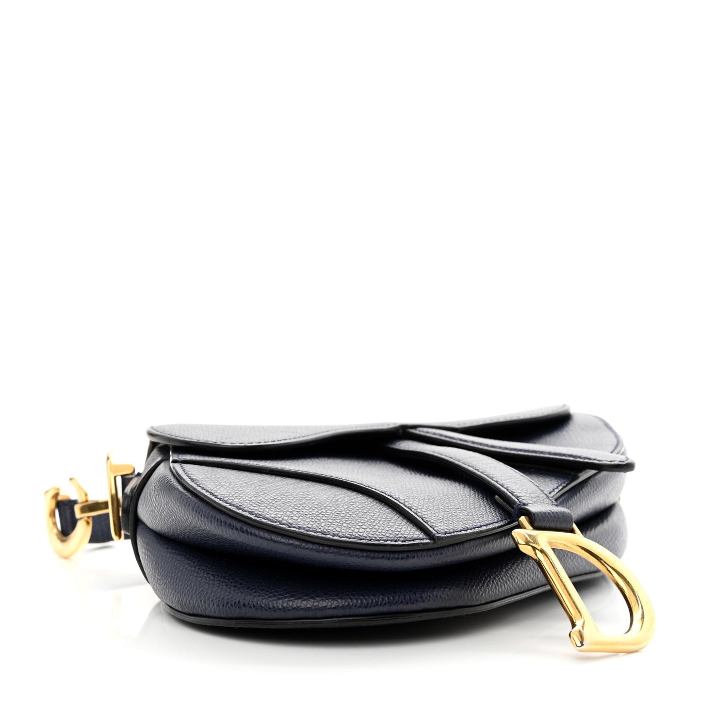 Grained Calfskin Mini Saddle Bag Navy