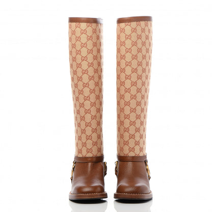 Gucci GG Monogram Calfskin Lola Tall Boots 36.5 Beige Ruggine Cuir 2 of 8
