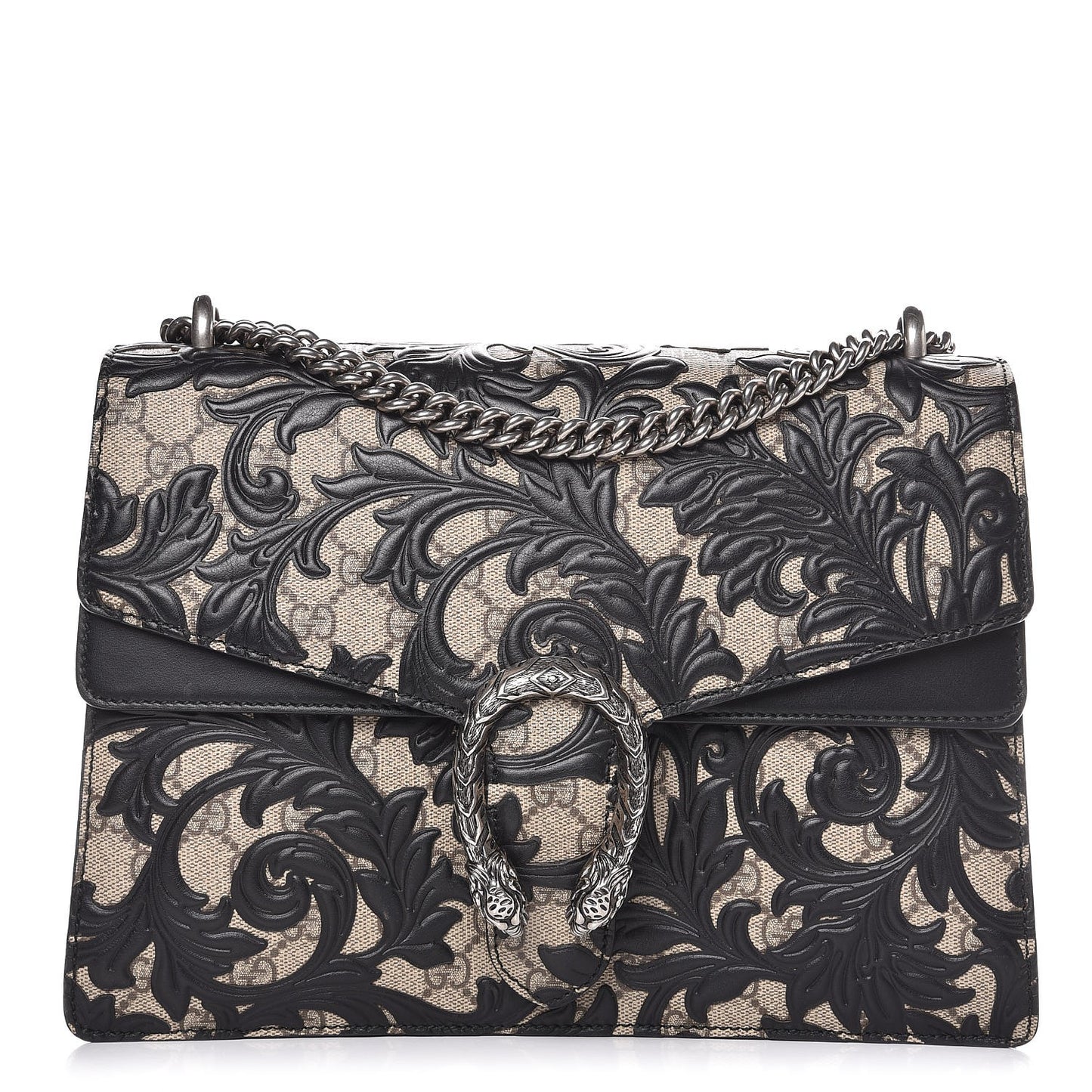 GG Supreme Monogram Arabesque Medium Dionysus Shoulder Bag Black