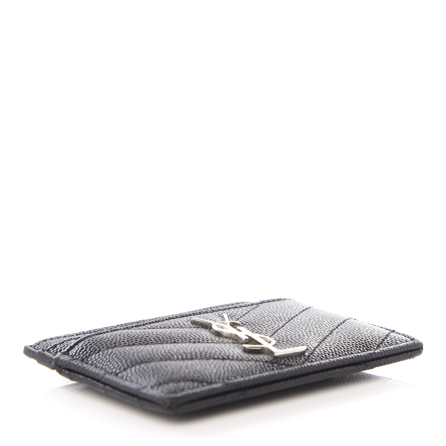 Grain De Poudre Matelasse Chevron Monogram Credit Card Case Black
