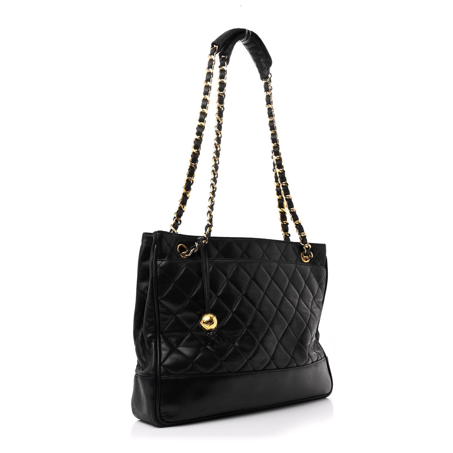 Chanel Lambskin Quilted Shopping Tote Black 3 of 10