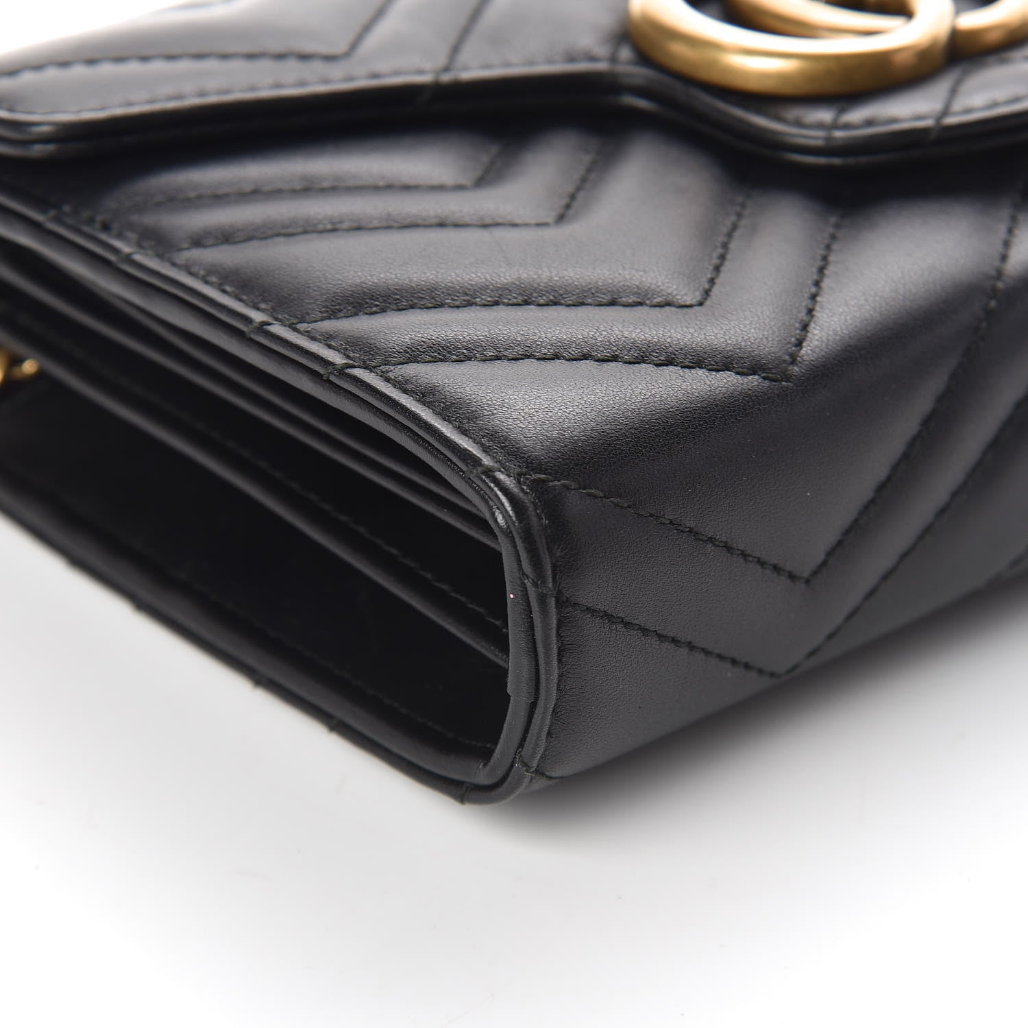 Gucci Calfskin Matelasse GG Marmont Chain Wallet Black 9 of 11
