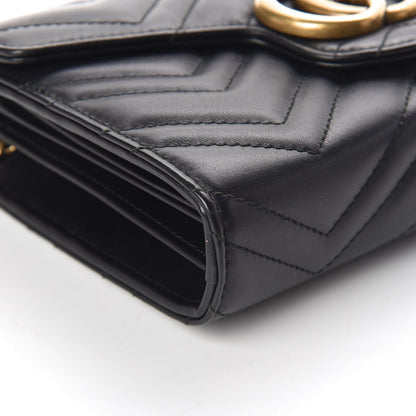 Gucci Calfskin Matelasse GG Marmont Chain Wallet Black 9 of 11