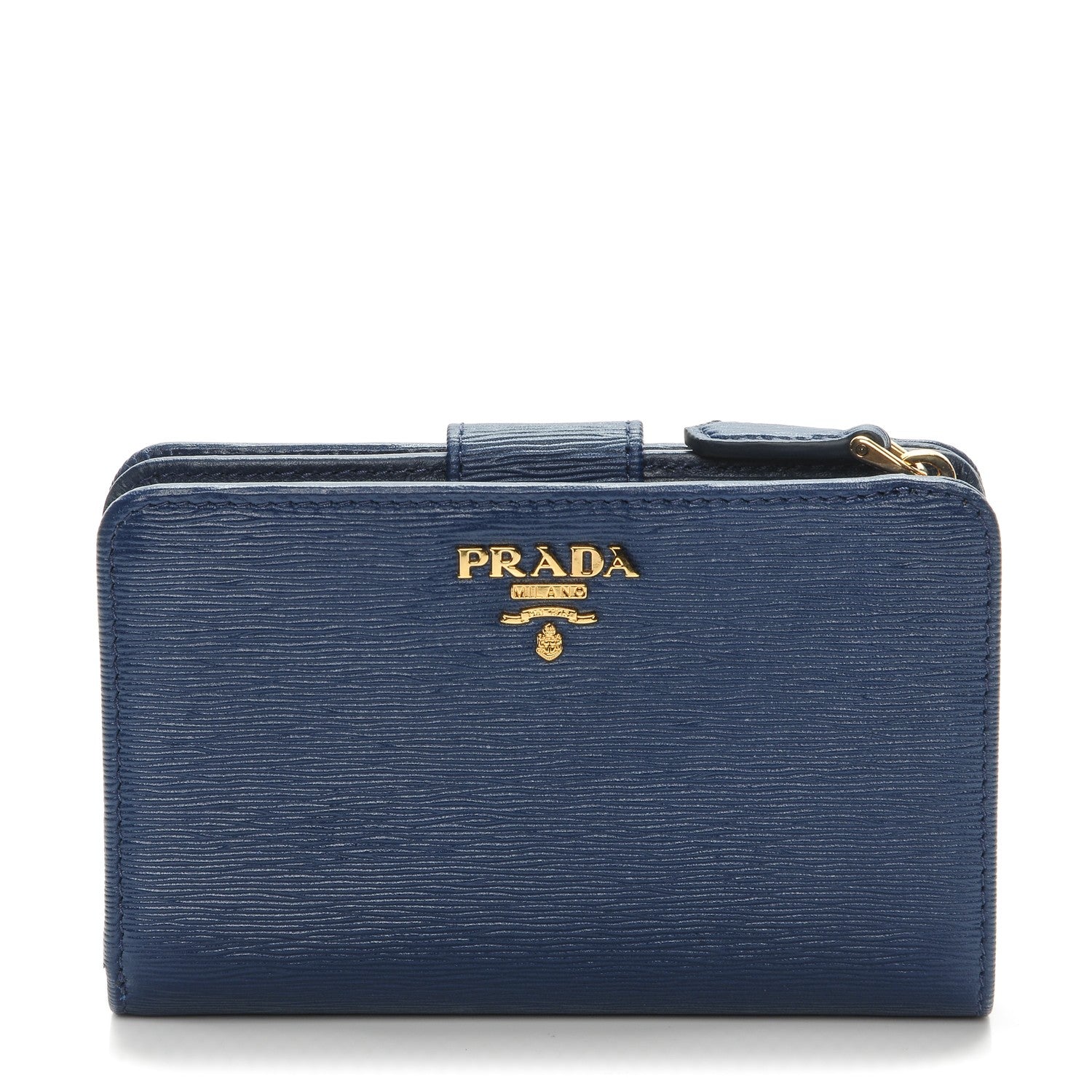 Prada Vitello Move Metal Compact Wallet Bleuette 1 of 7