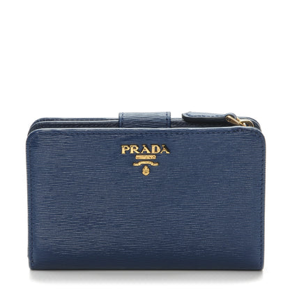 Prada Vitello Move Metal Compact Wallet Bleuette 1 of 7
