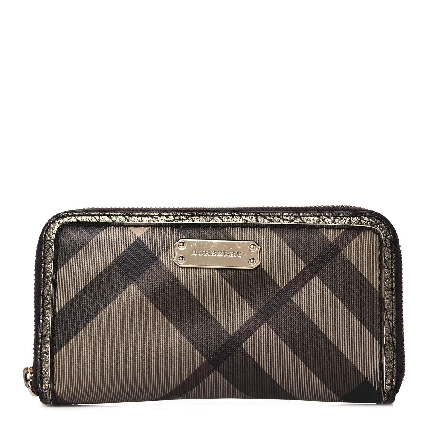 Smoked Check Zip Around Wallet Brown