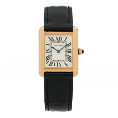 Cartier Stainless Steel 18K Pink Gold Alligator 24mm Tank Solo Quartz Watch 1 of 5