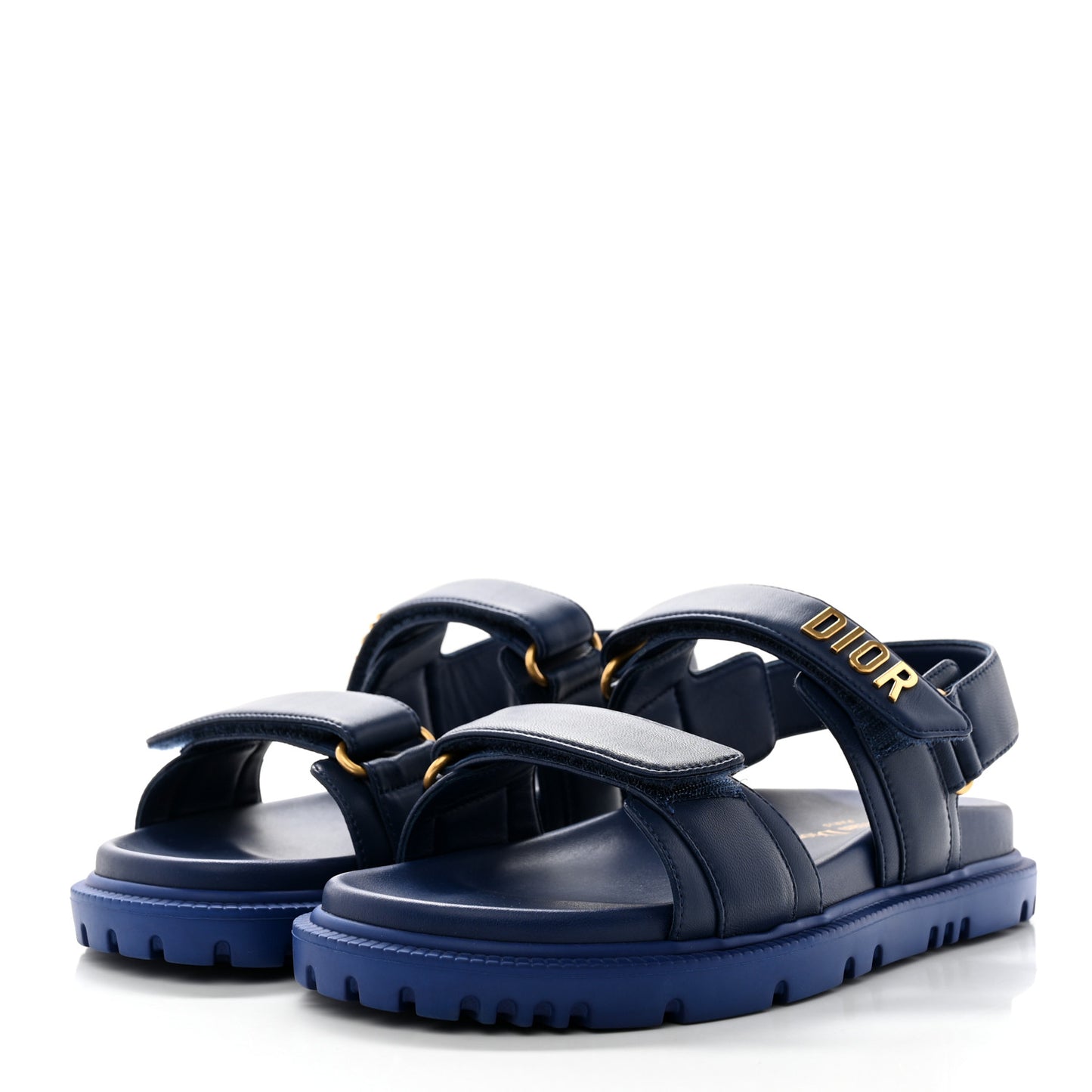 Lambskin Dioract 10mm Sandals 37 Deep Blue