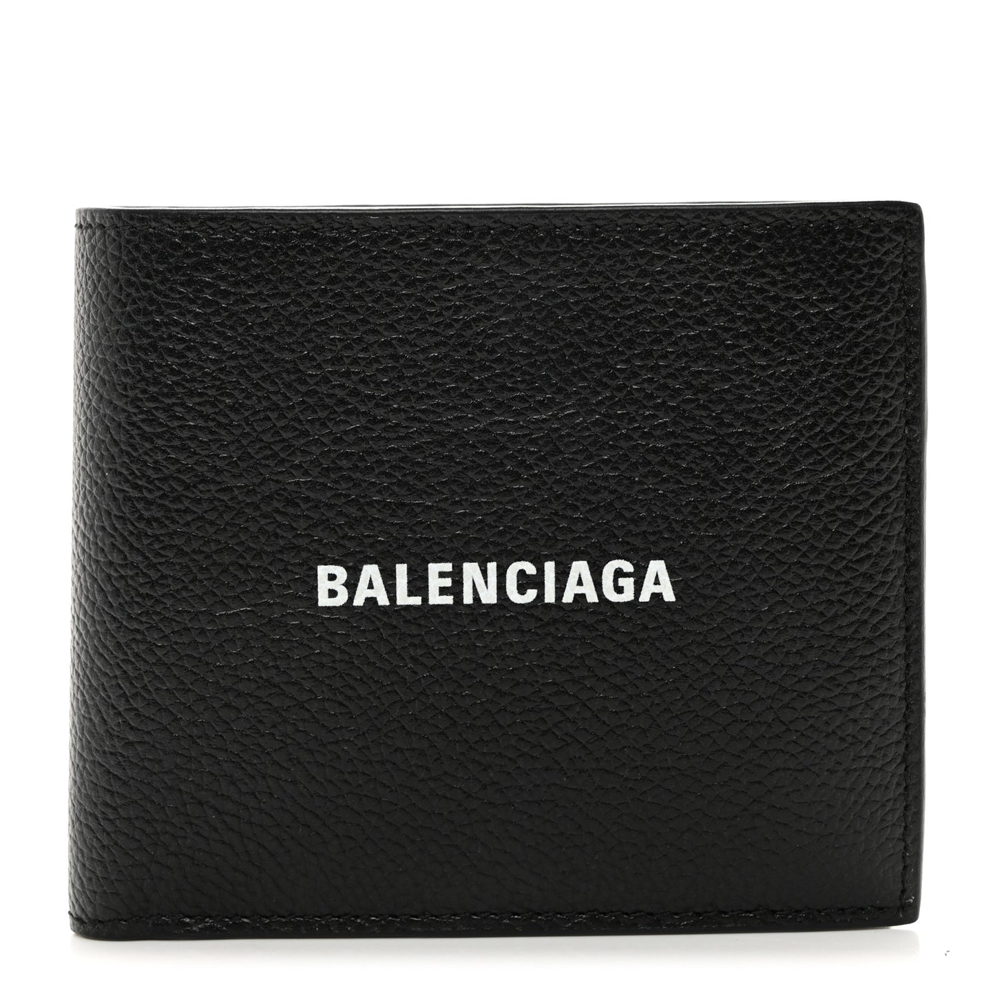Calfskin Logo Cash Square Bi-Fold Wallet Black White